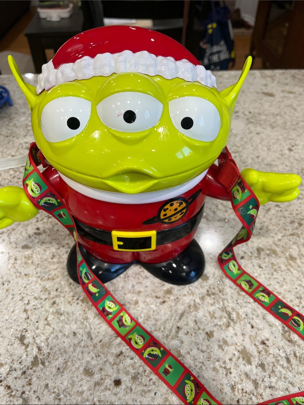 Disney Green Alien Santa Cookie Jar - Red, Green, Black, Yellow